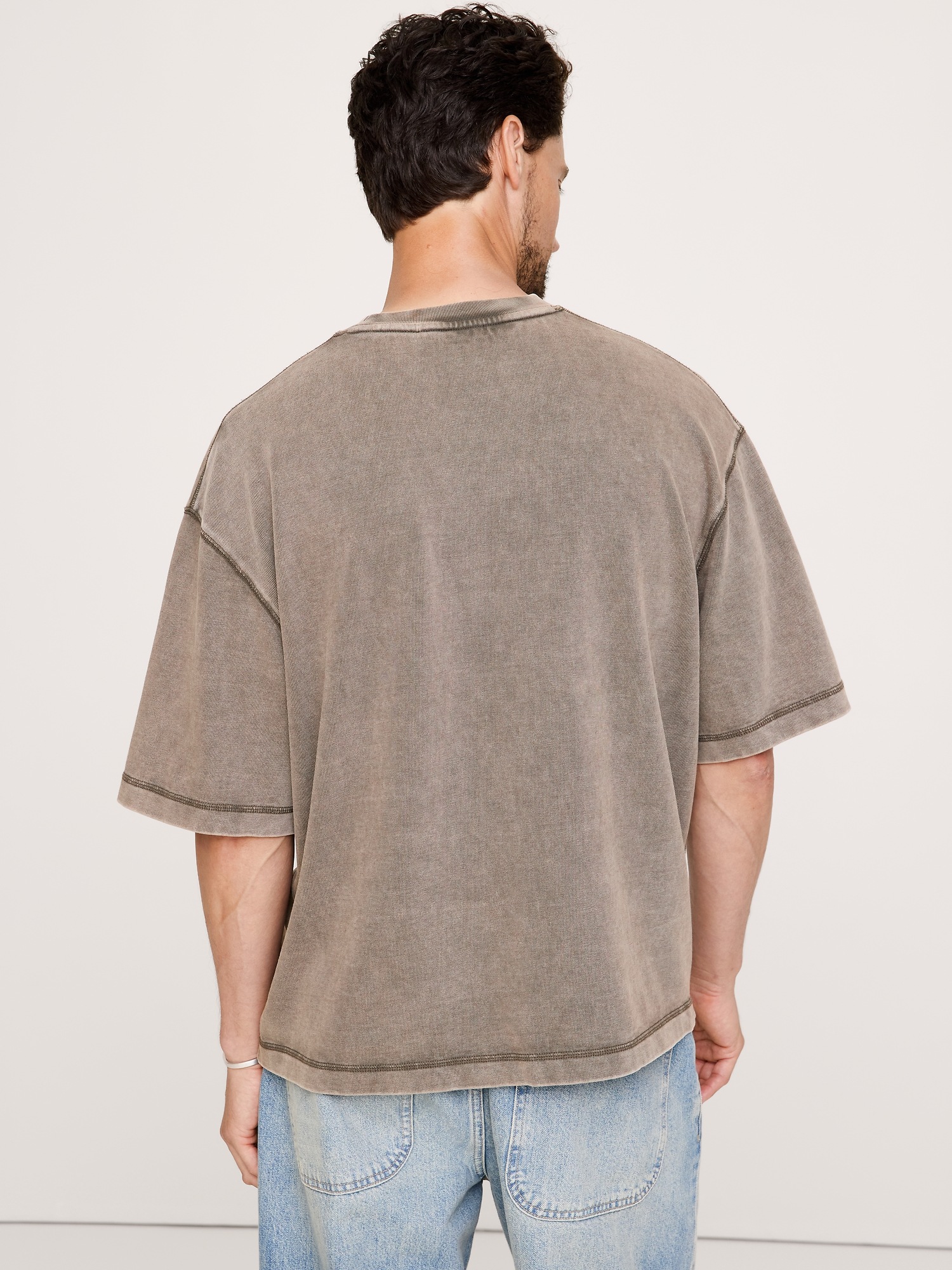 Мужская футболка Banana Republic Heavyweight Cotton Boxy, цвет: Тёмно-зелёный коричневый — фото 2