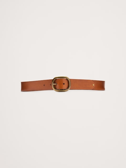Leather Oval-Buckle Belt