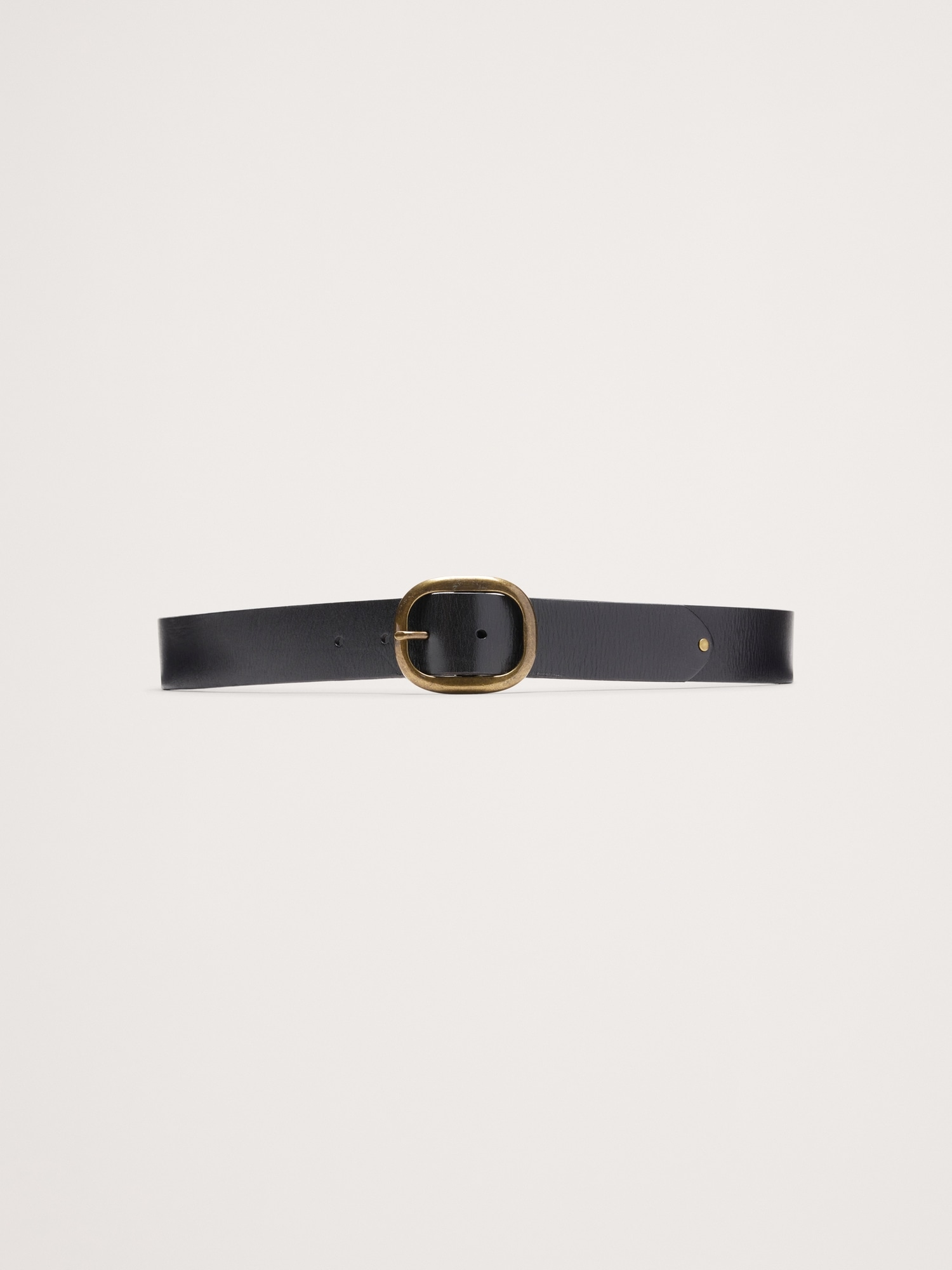 Leather Oval-Buckle Belt