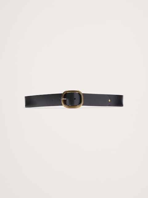 Leather Oval-Buckle Belt
