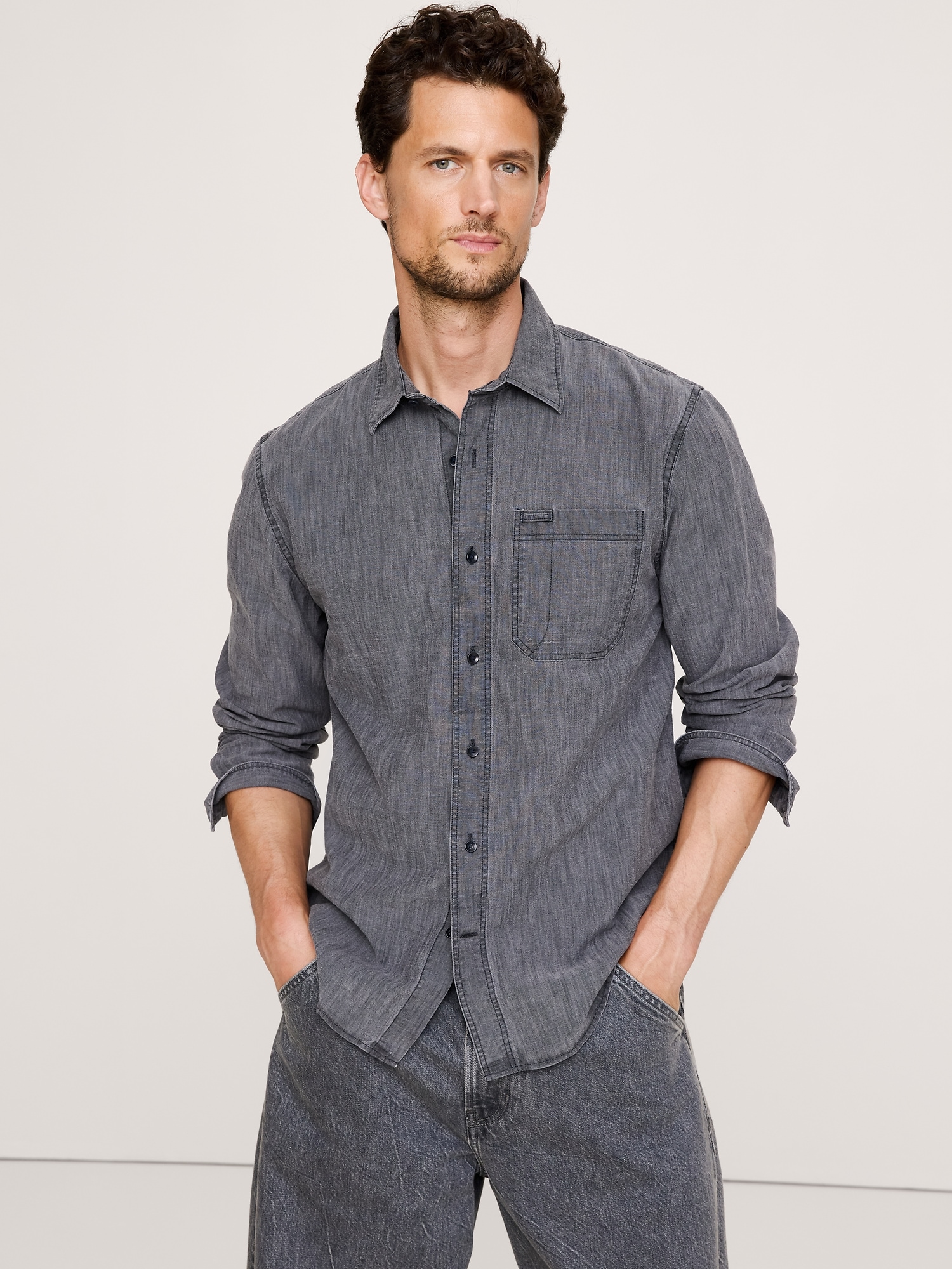 Standard-Fit Chambray Shirt - thumbnail 3