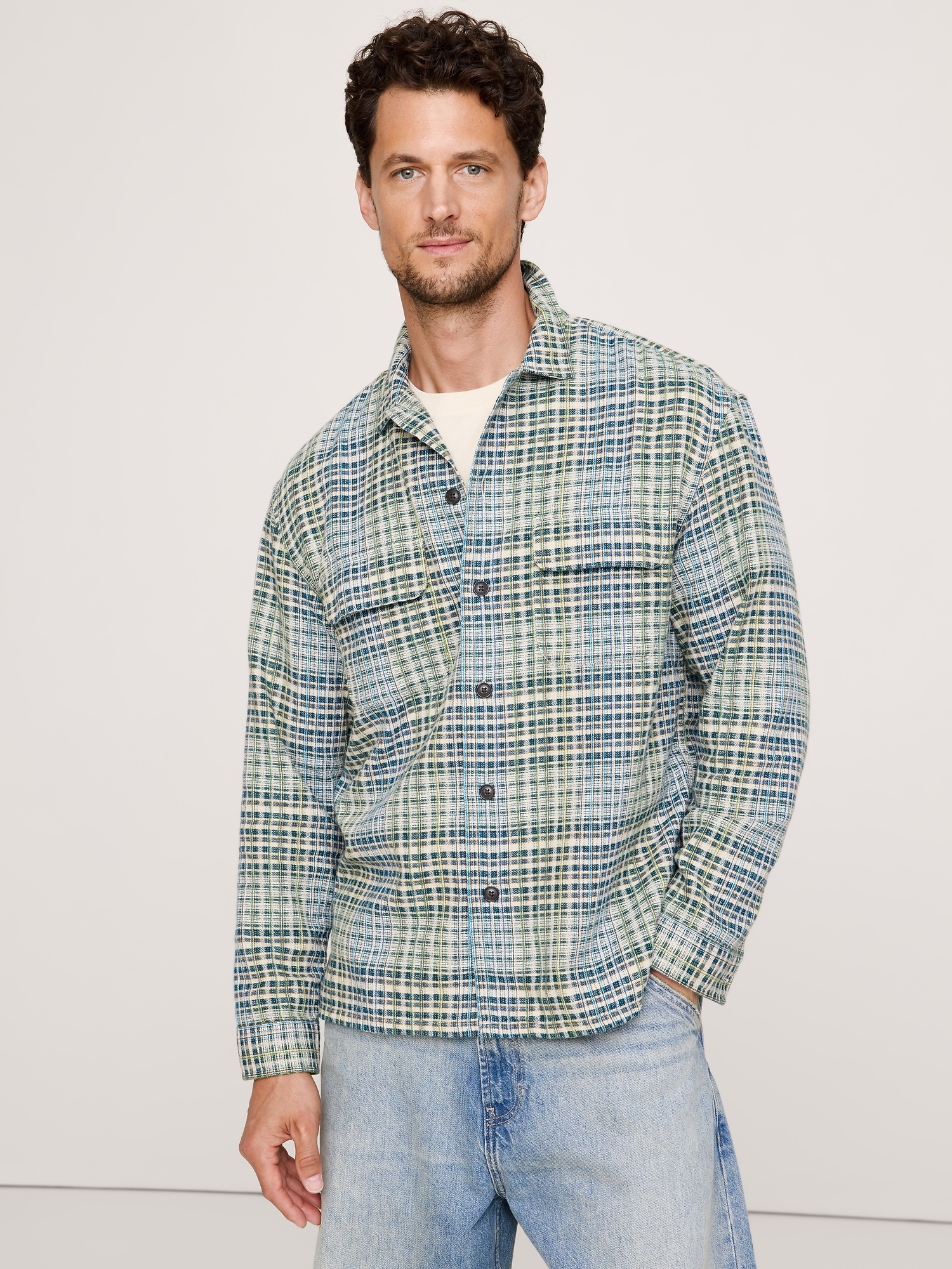 Relaxed-Fit Textured Flannel Shirt