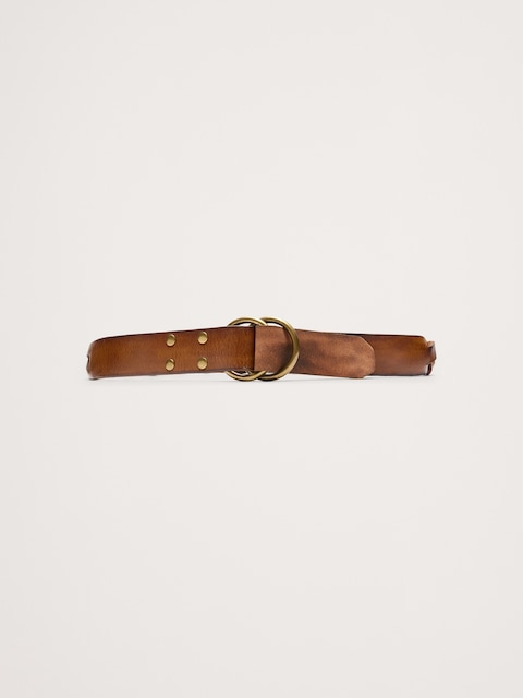 Woven Leather Double-Ring Belt