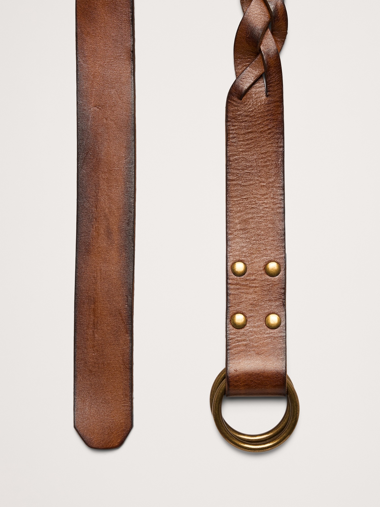 Мужской ремень Banana Republic Woven Leather Double-Ring Belt, цвет: Светлый коричневый — фото 3