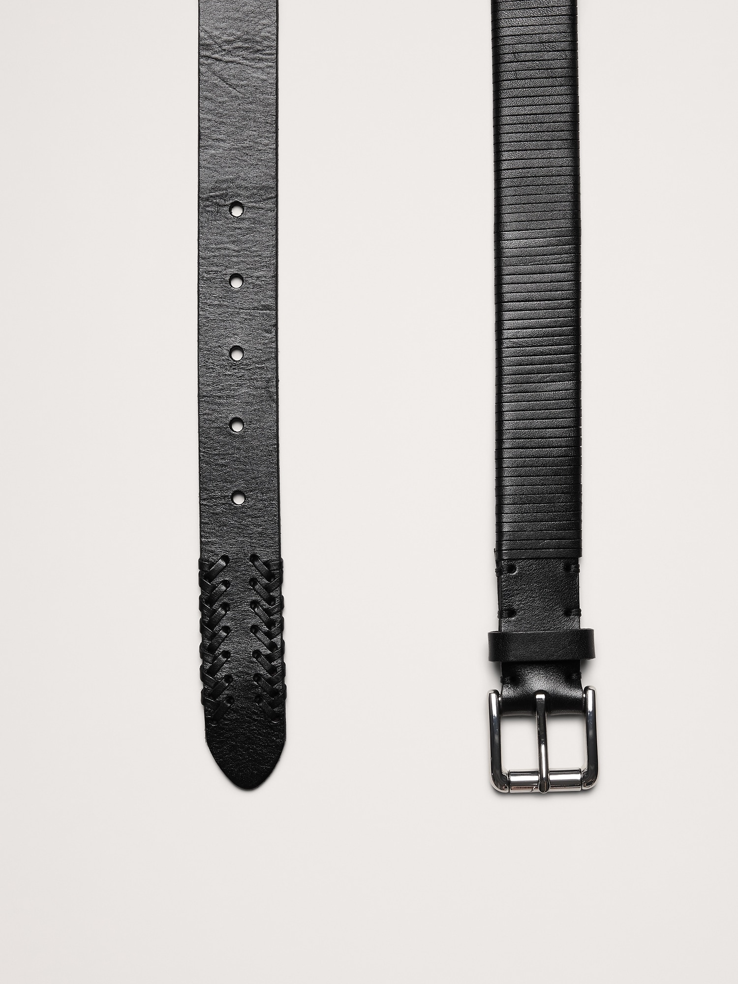 Slim Laced Leather Belt - thumbnail 3