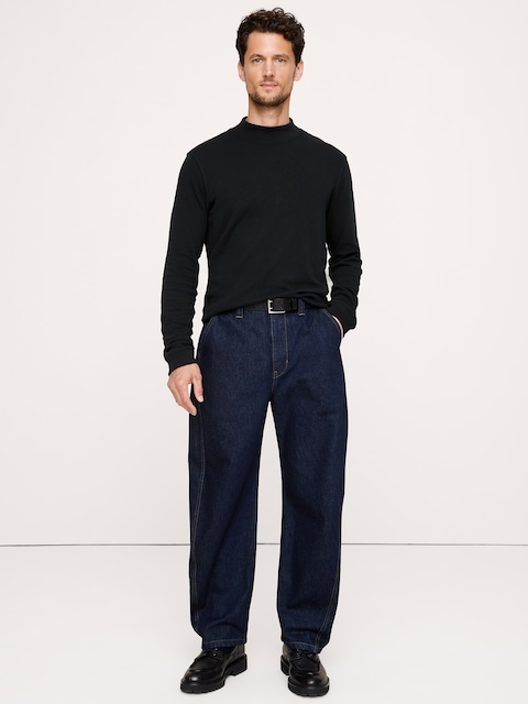 Cotton Jersey Mock-Neck T-Shirt