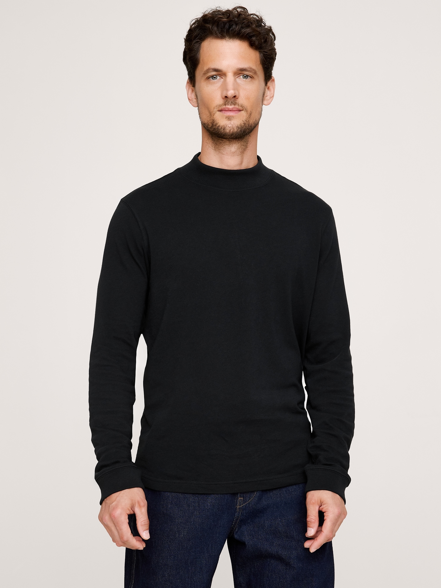 Cotton Jersey Mock-Neck T-Shirt - thumbnail 4
