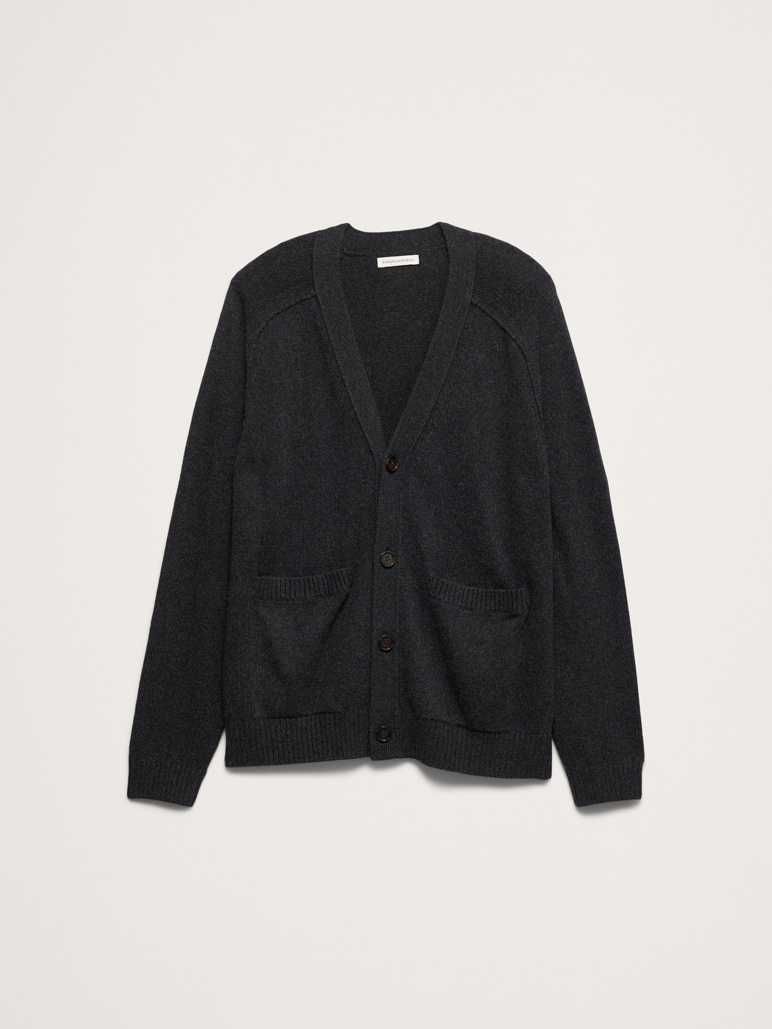 Мужской кардиган Banana Republic Cotton-Cashmere, цвет: Тёмный угольный серый — фото 4