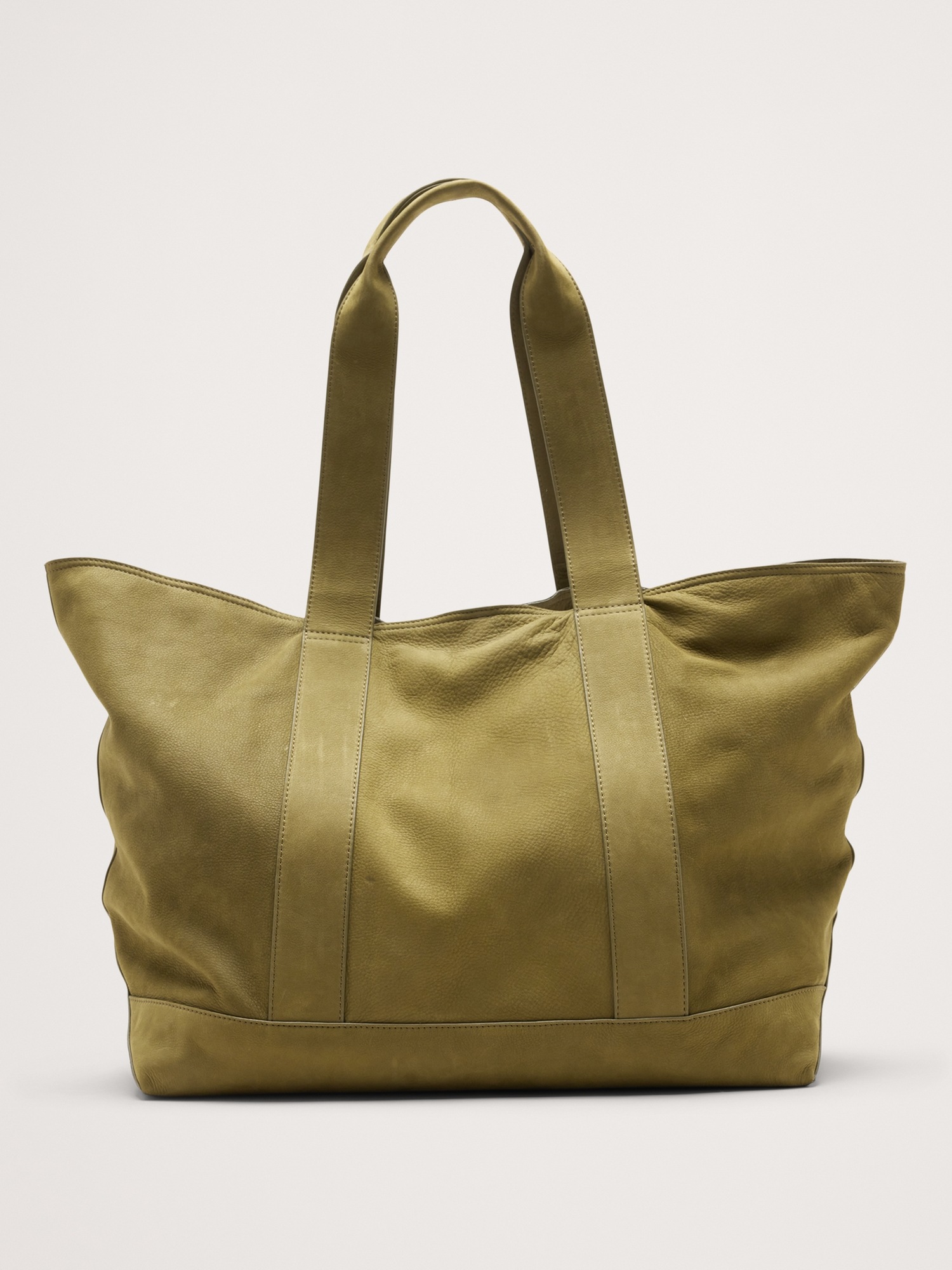 Мужская сумка Banana Republic Nubuck Leather Weekend Tote, цвет: Оливковый зелёный — фото 4