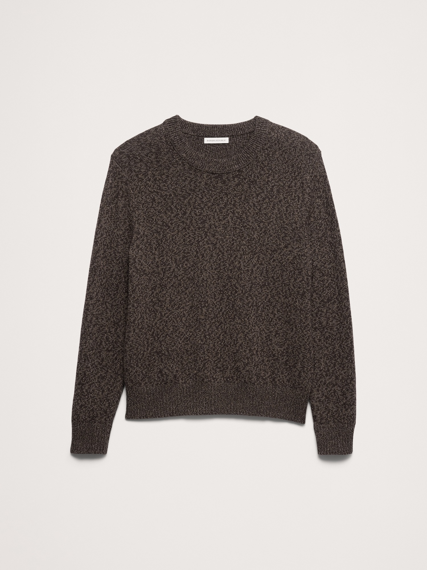Мужской свитер Banana Republic Marled Italian Cotton-Cashmere Crew-Neck, цвет: Шоколадный коричневый меланжевый — фото 2