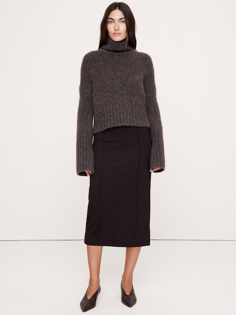 Ponte Pintuck Pencil Skirt