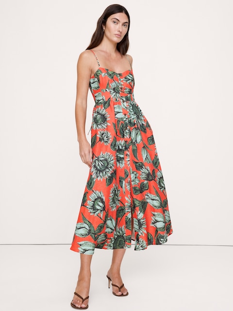 Linen Corset Button-Down Dress