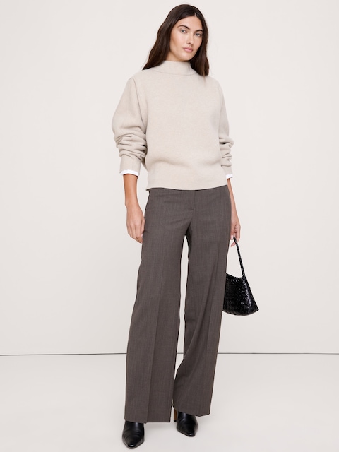 Mid-Rise Wide-Leg Italian Lightweight Wool Pant