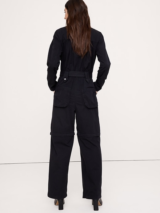 Oversized Cotton Twill Utility Jumpsuit | Banana Republic