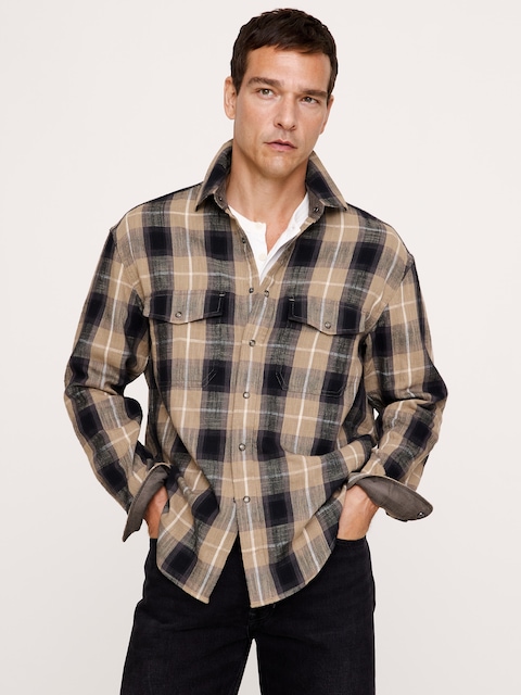 Relaxed-Fit Plaid Cotton Twill Shirt