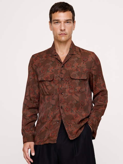 Standard-Fit Drapey Floral Resort Shirt