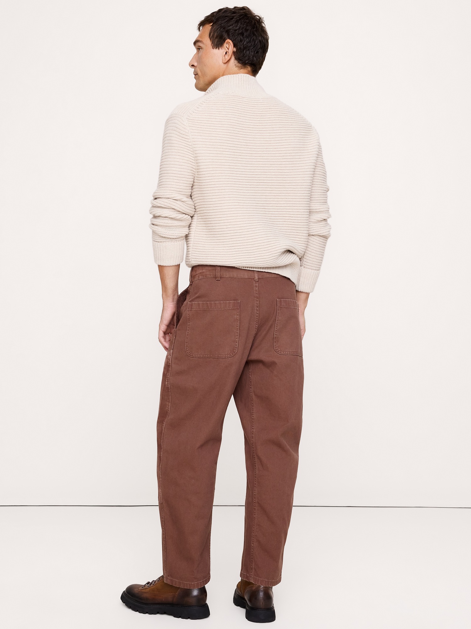Мужские брюки Banana Republic Barrel Cotton Canvas Pant with Corduroy, цвет: Бордовый — фото 2
