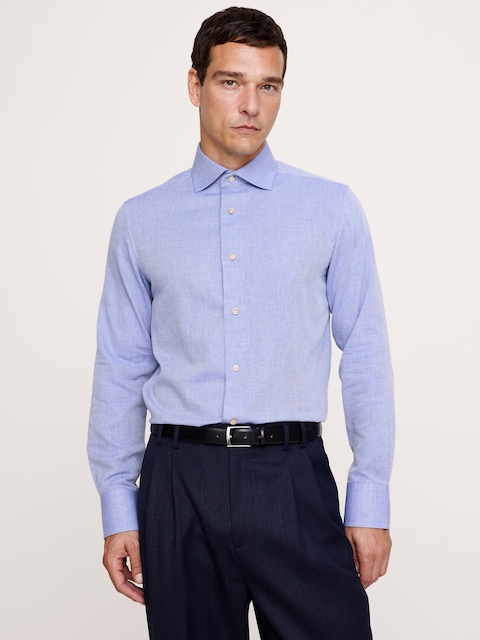 Slim-Fit Cotton-Cashmere Dress Shirt - Blue