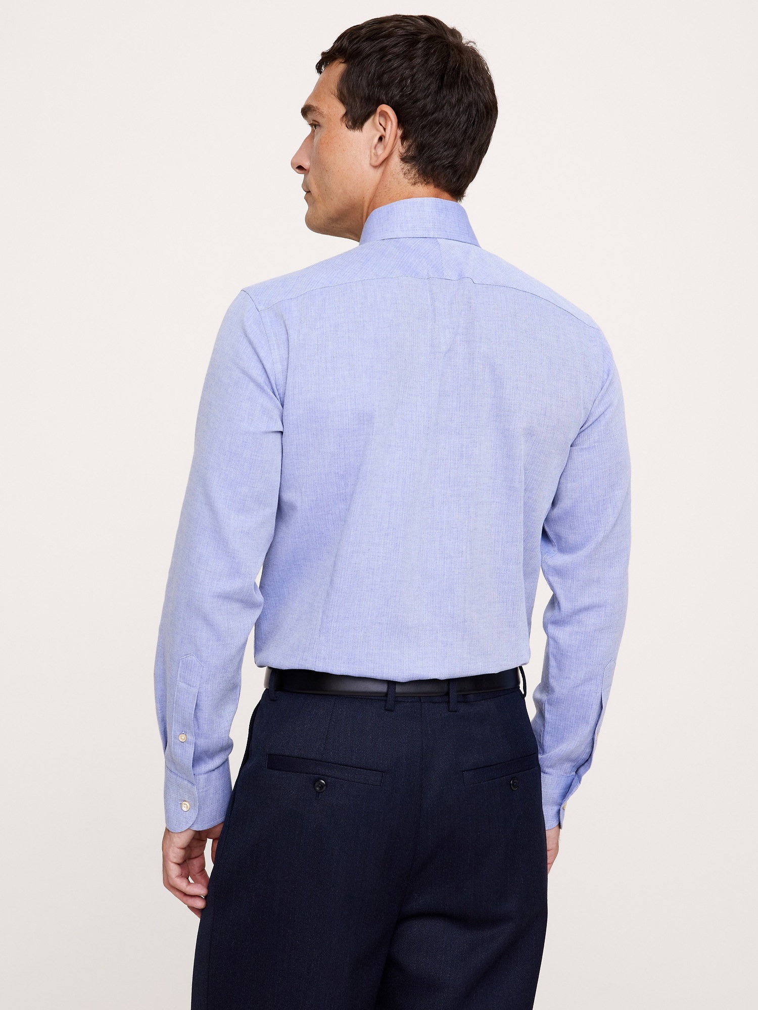 Мужская рубашка Banana Republic Slim-Fit Cotton-Cashmere Dress Shirt, цвет: Синий серый — фото 2