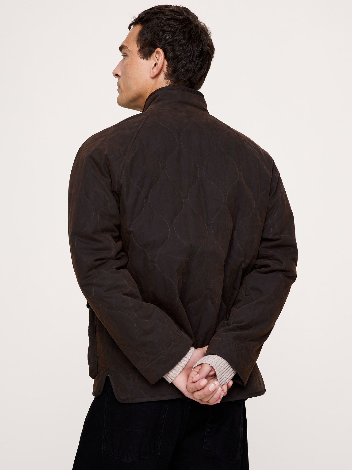 Мужская куртка Banana Republic Wax Quilted, цвет: Тёмный коричневый — фото 2