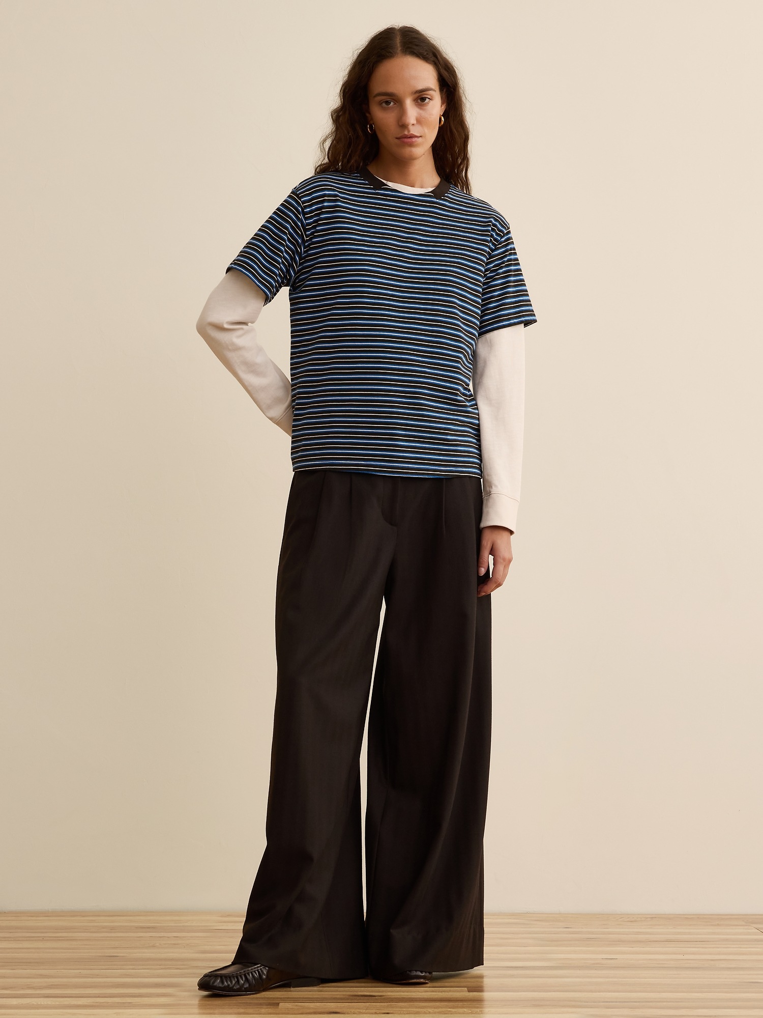 Женская футболка Banana Republic x La Ligne The Boxy Cotton, цвет: Синий полосатый — фото 3