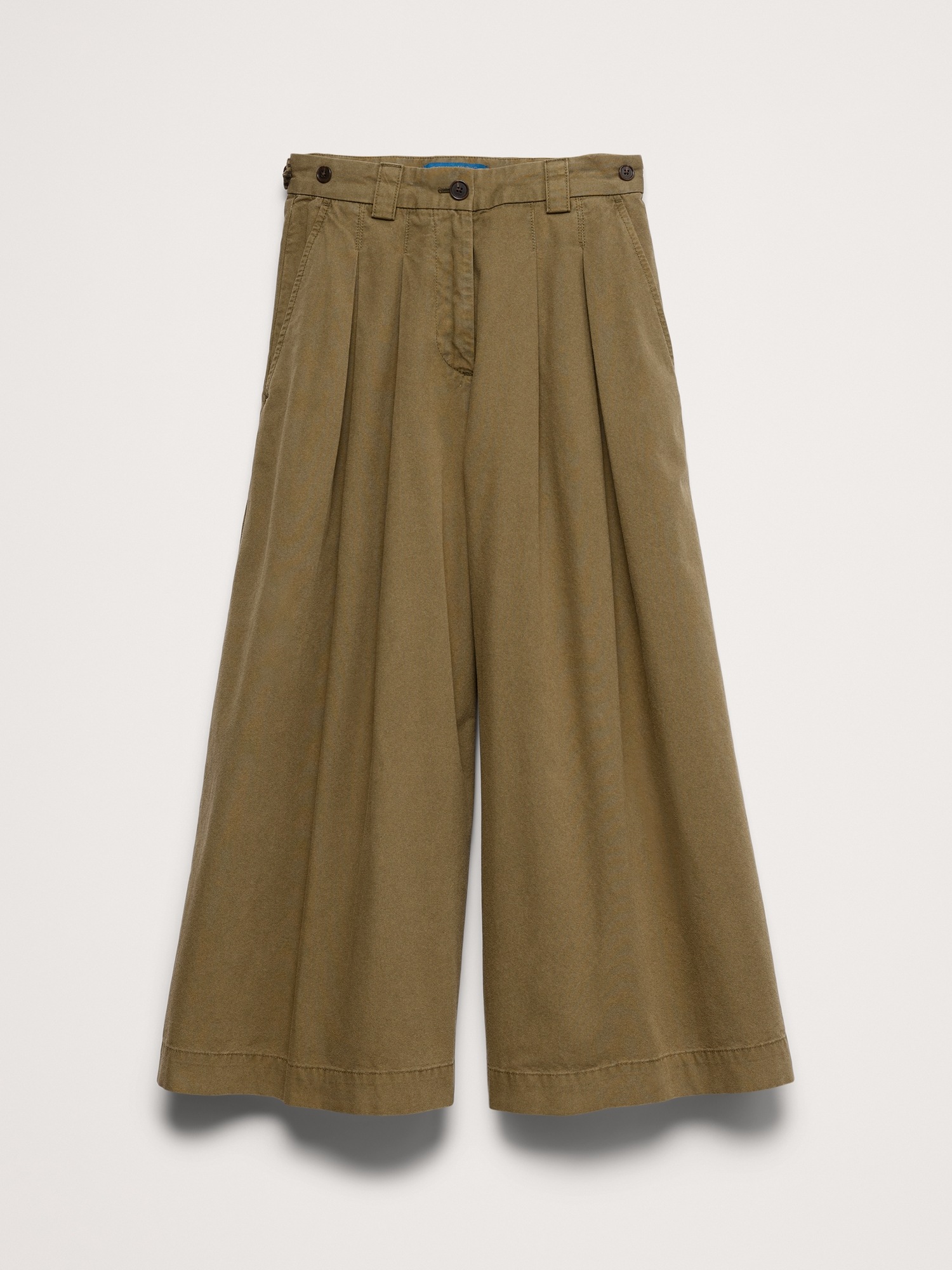 Женские брюки Banana Republic x La Ligne The High-Rise Cotton Culotte, цвет: Зелёный — фото 5