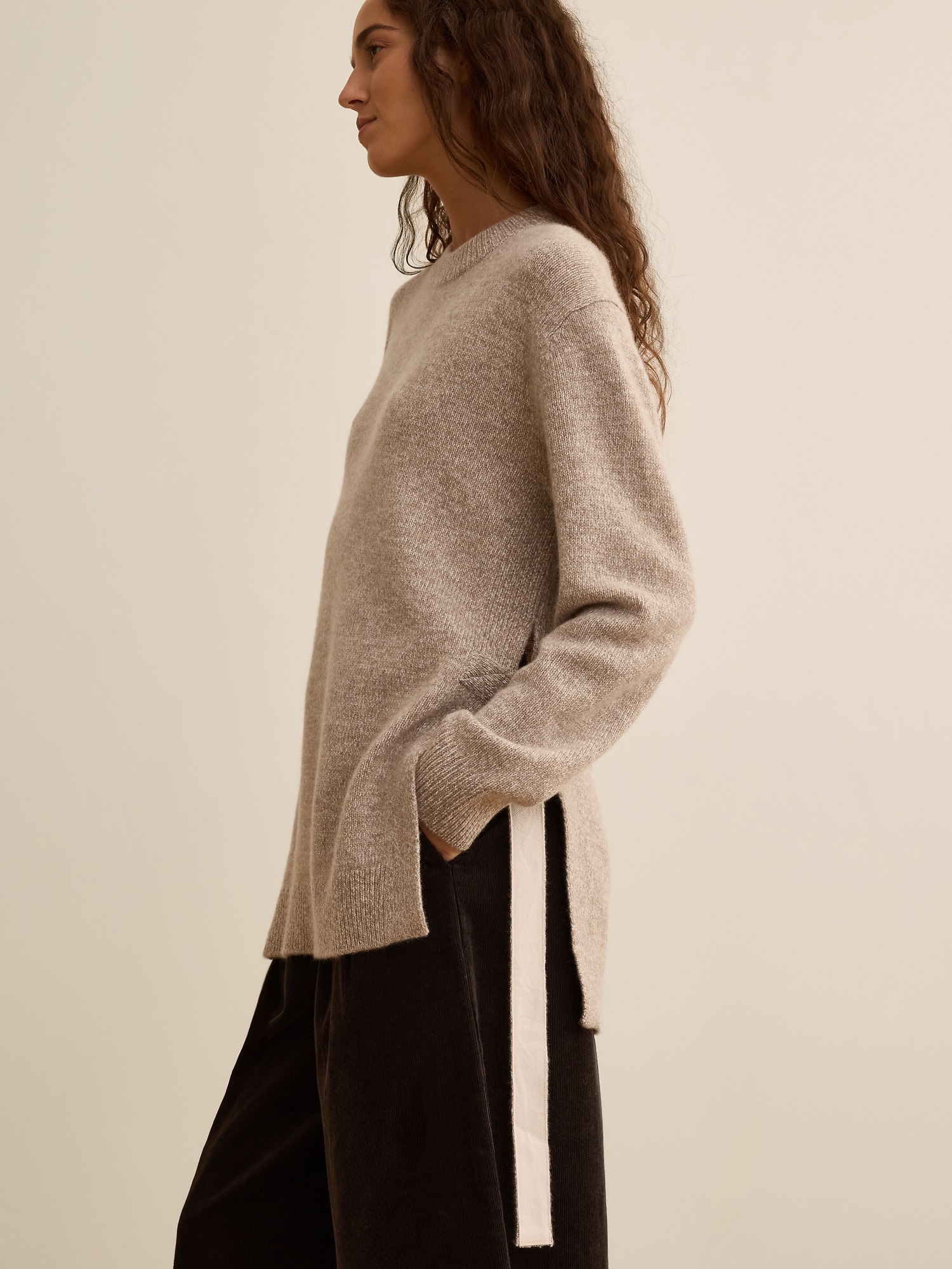 Женский свитер Banana Republic x La Ligne The Cashmere Utility, цвет: Овсяный меланжевый — фото 4