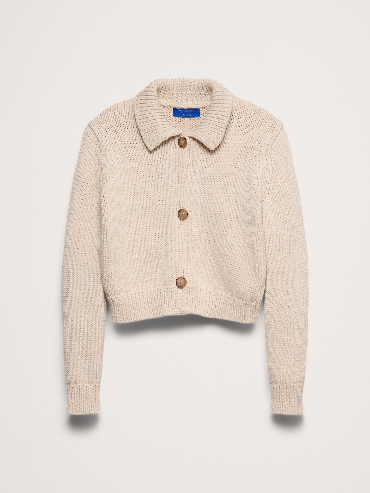 Женский кардиган Banana Republic x La Ligne The Cropped Cotton, цвет: Кремовый белый — фото 5