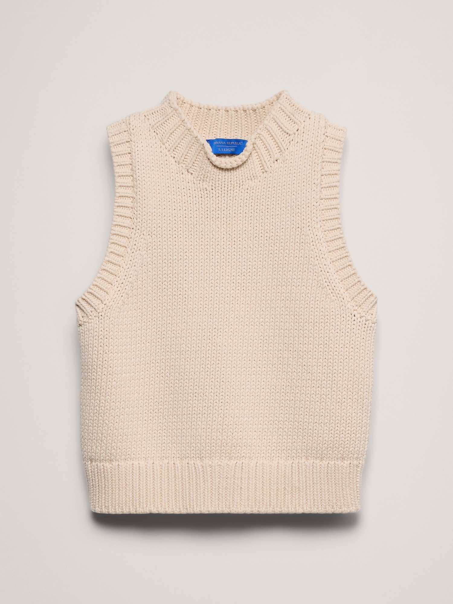 Женский свитер Banana Republic x La Ligne The Cropped Cotton Sweater Tank, цвет: Кремовый белый — фото 6