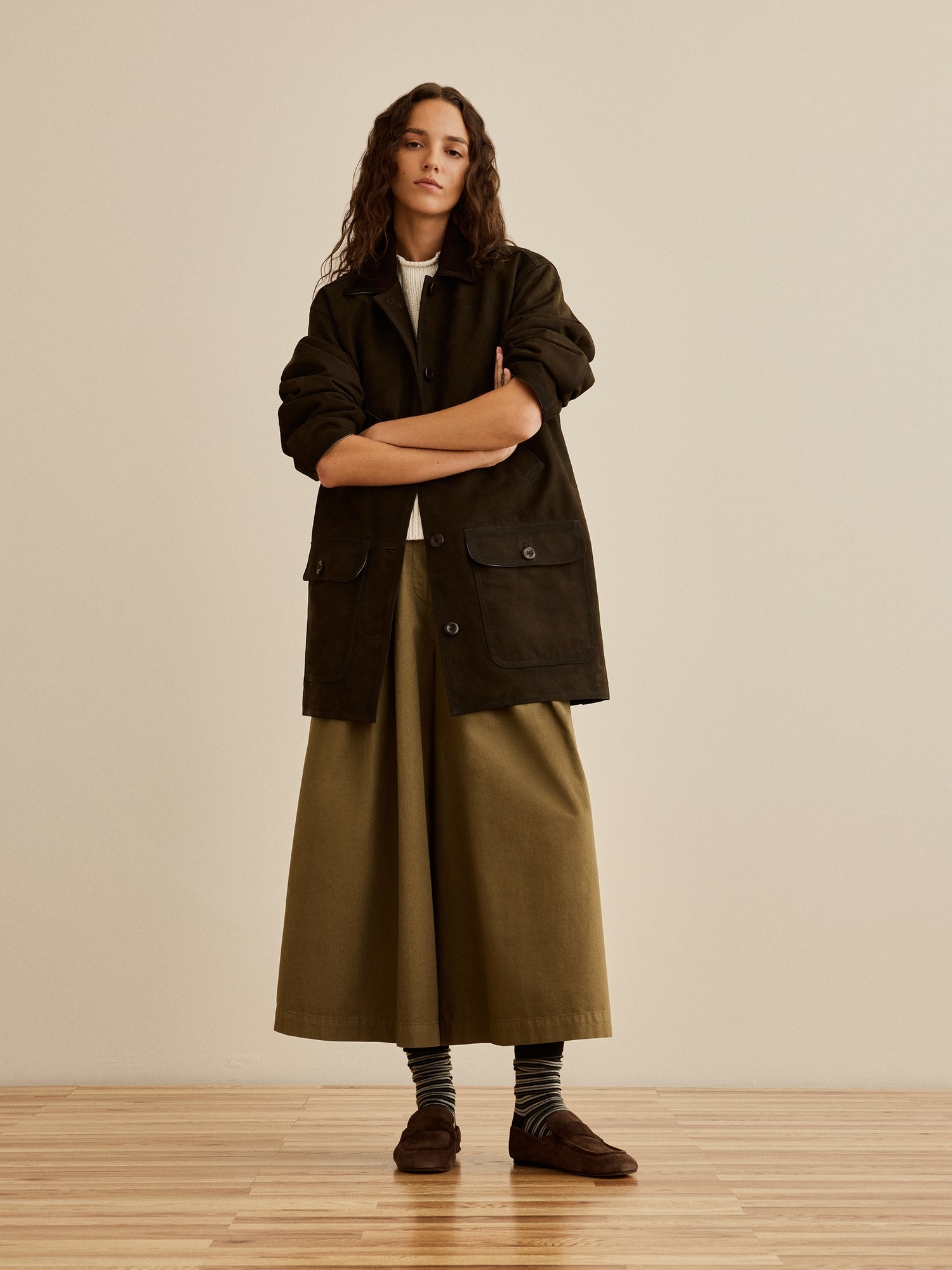 Женские брюки Banana Republic x La Ligne The High-Rise Cotton Culotte, цвет: Зелёный — фото 4