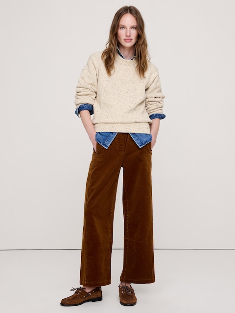 Mid-Rise Relaxed Corduroy Painter Pull-On Pant