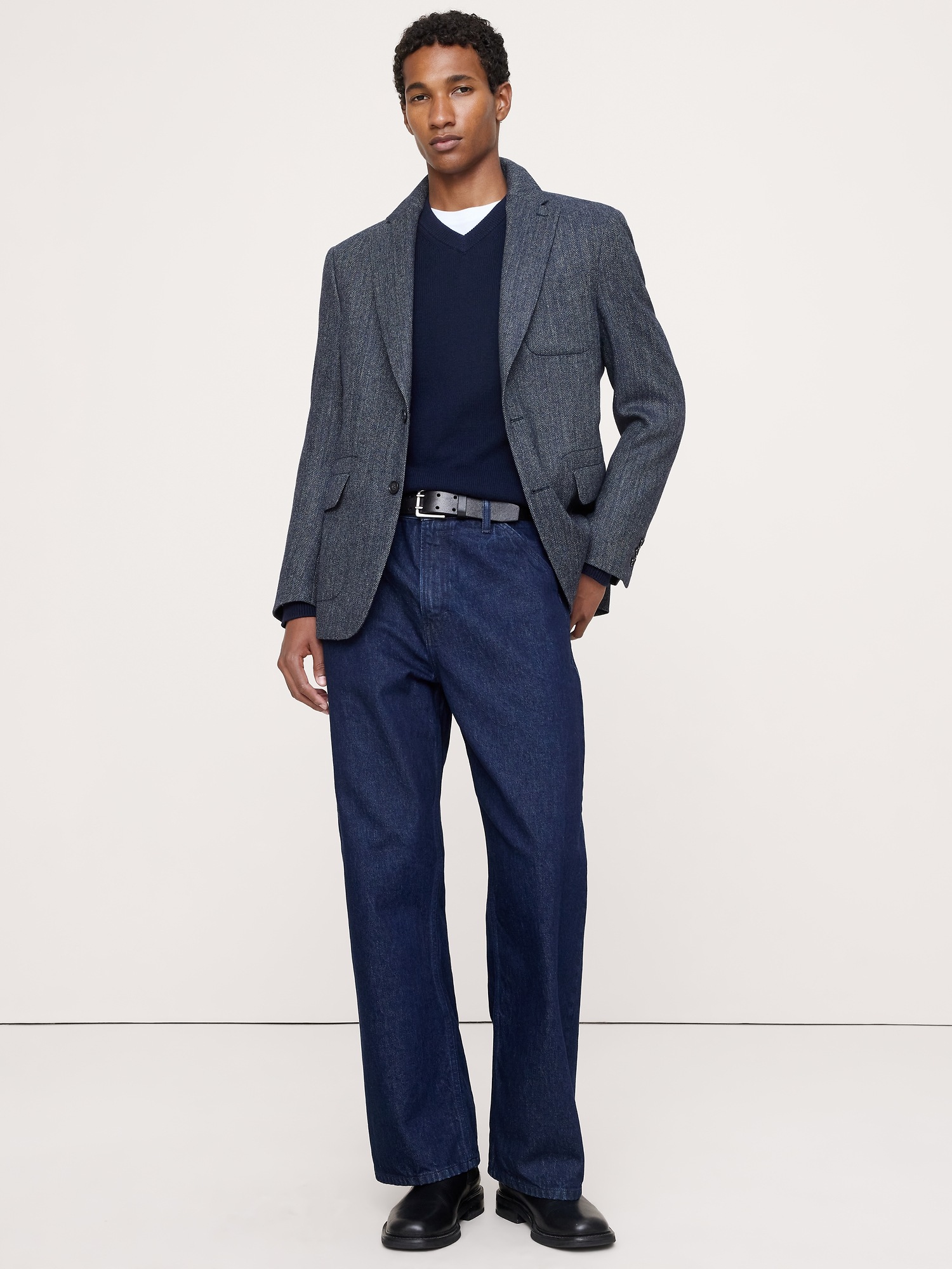 Мужской пиджак Banana Republic Tailored Slim Italian Herringbone Suit, цвет: Синий — фото 6