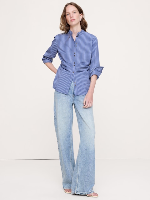 Cotton Pleated-Waist Top