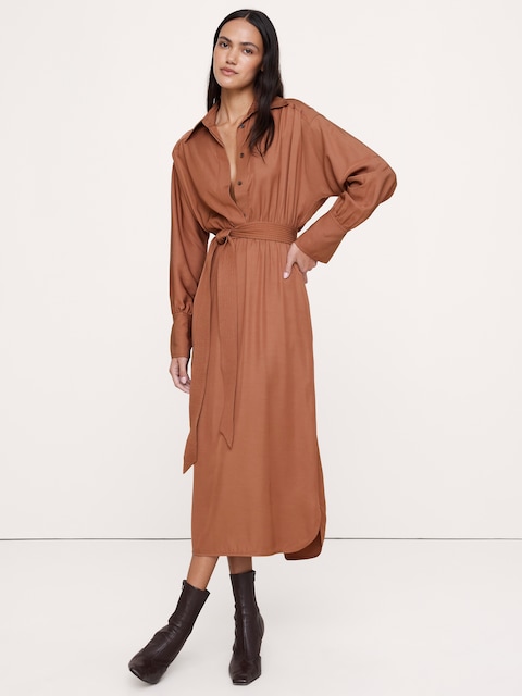 Viscose Midi Shirt Dress