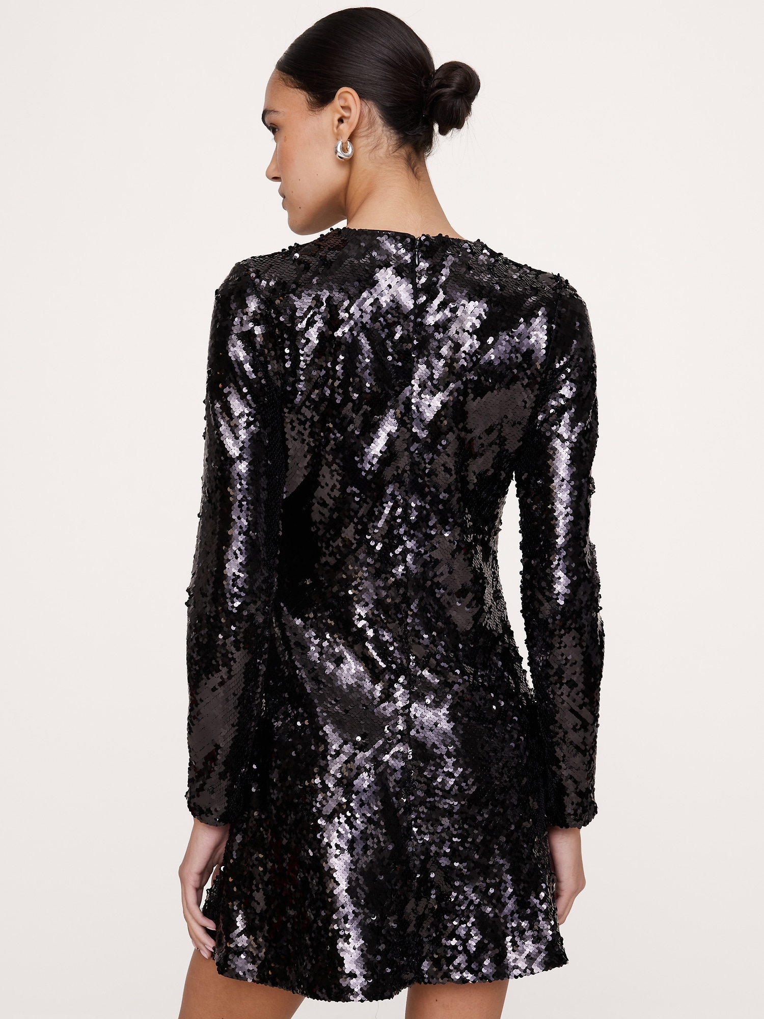 Bias-Cut Sequin Mini Dress