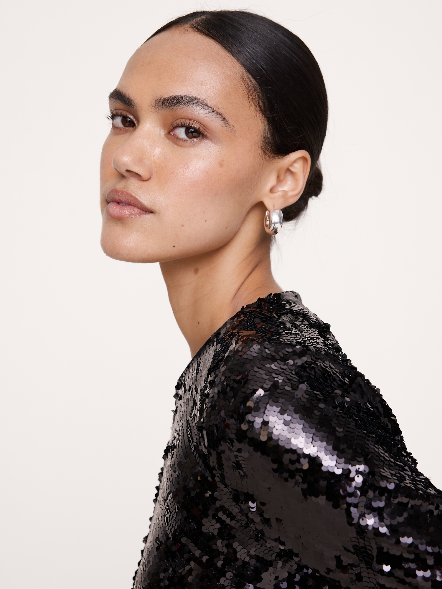 Bias-Cut Sequin Mini Dress