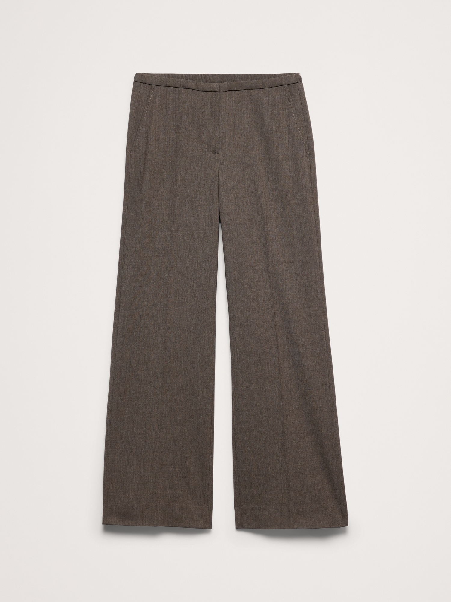 Mid-Rise Wide-Leg Italian Lightweight Wool Pant