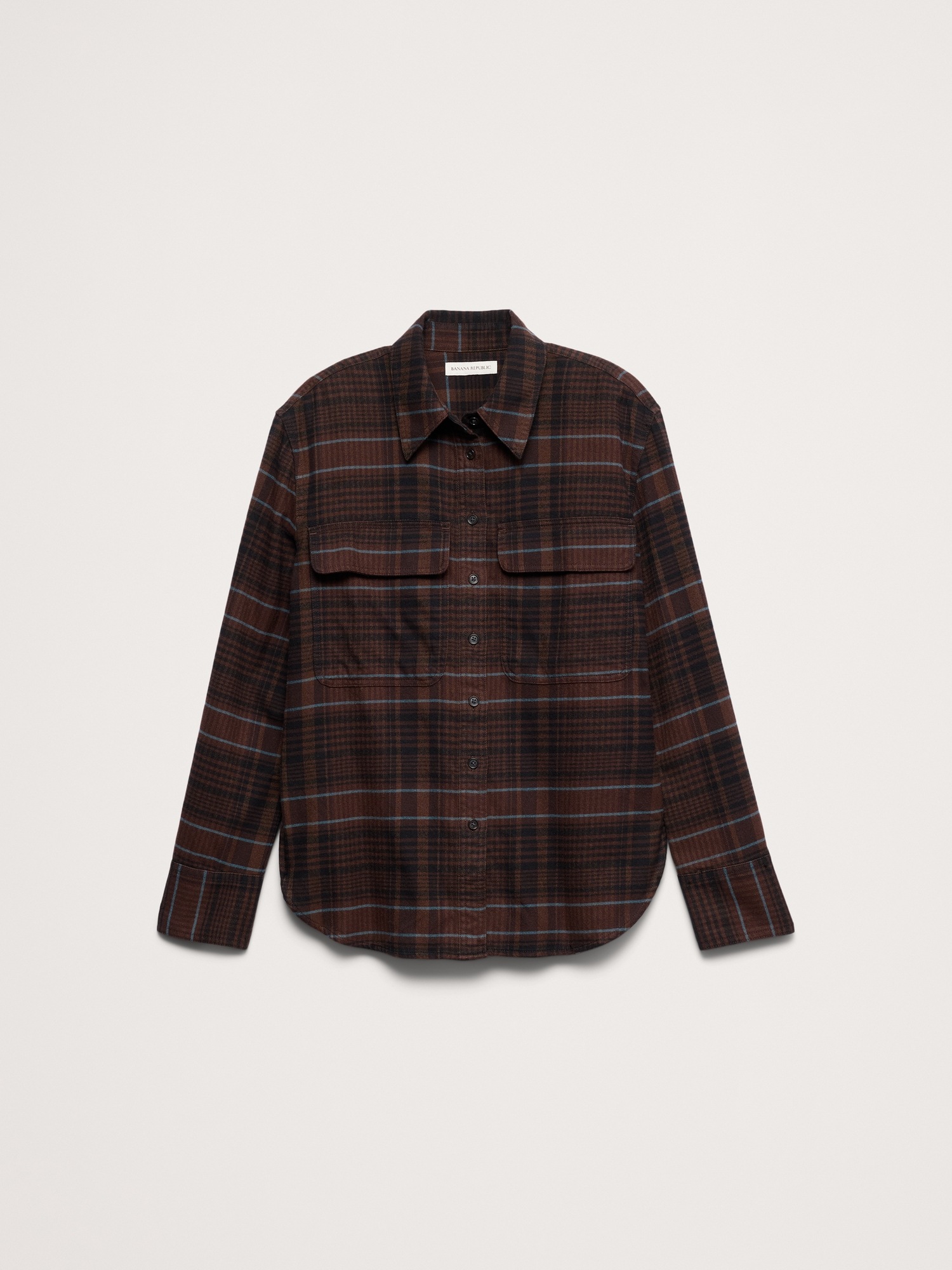 Женская рубашка Banana Republic Flannel Utility, цвет: Коричневый клетчатый — фото 4