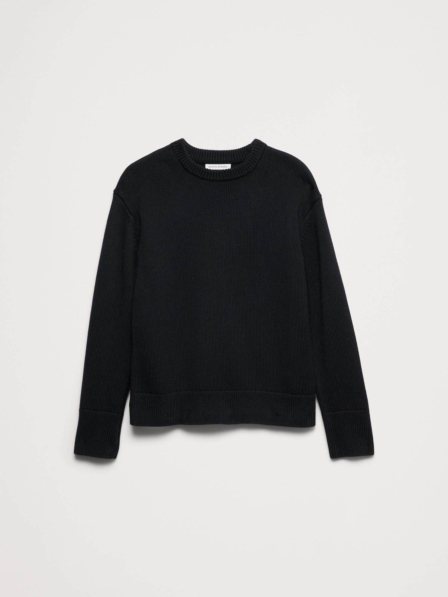 Женский свитер Banana Republic Cotton Crew-Neck, цвет: Чёрный — фото 2