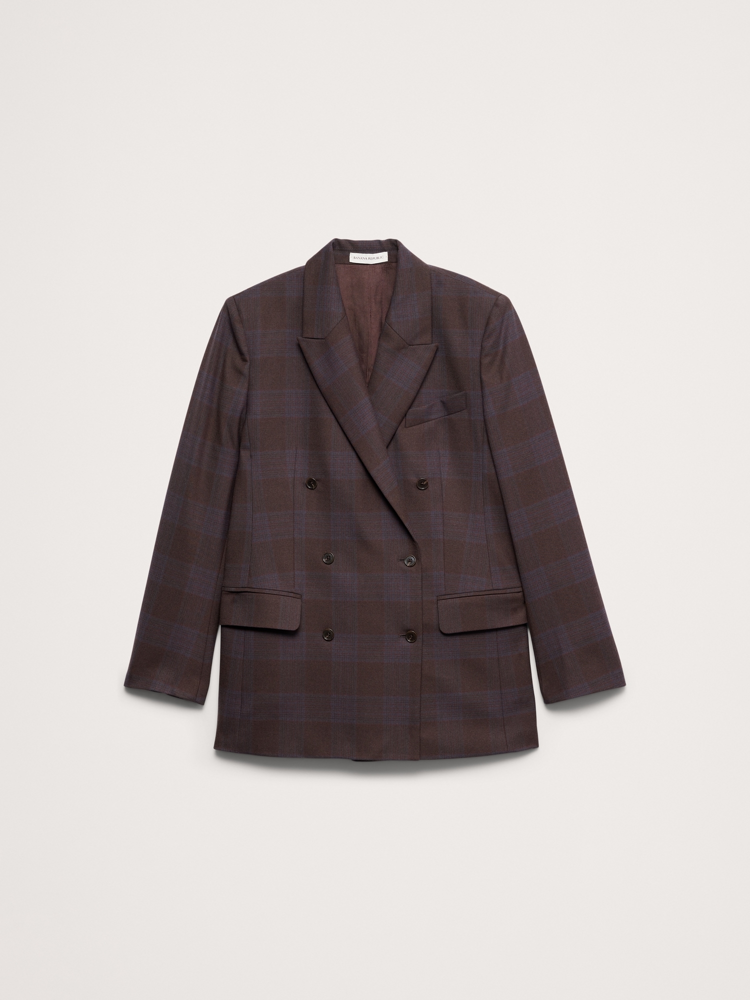 Женский пиджак Banana Republic Relaxed Wool-Blend Blazer, цвет: Фиолетовый клетчатый — фото 3