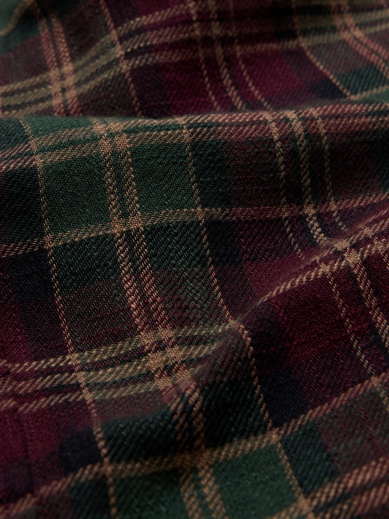 Мужская рубашка Banana Republic Relaxed-Fit Plaid Cotton Twill, цвет: Бордовый клетчатый — фото 4