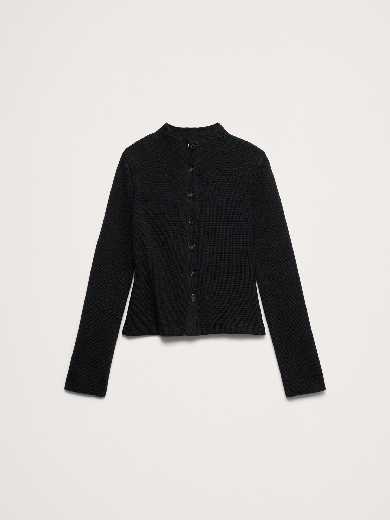 Larkspur Cotton-Silk Mock-Neck Cardigan - thumbnail 2