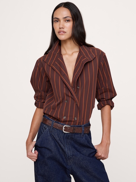 Cotton Foldover Collar Shirt