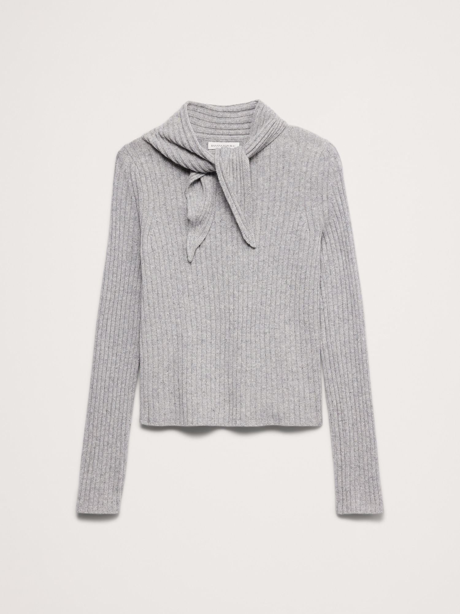 Merino-Cotton Tie-Neck Sweater - thumbnail 2