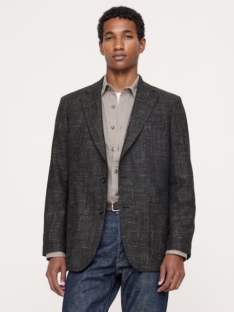 Tailored Slim Italian Tweed Suit Jacket