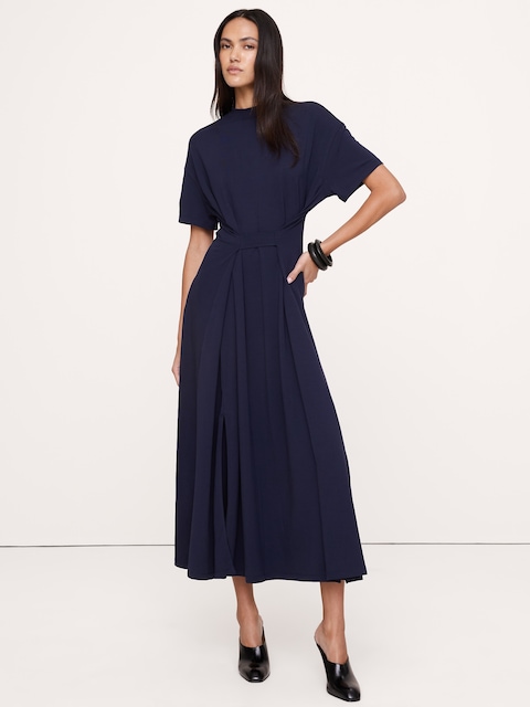 Oversized Stretch-Cotton Tie-Waist Maxi Dress
