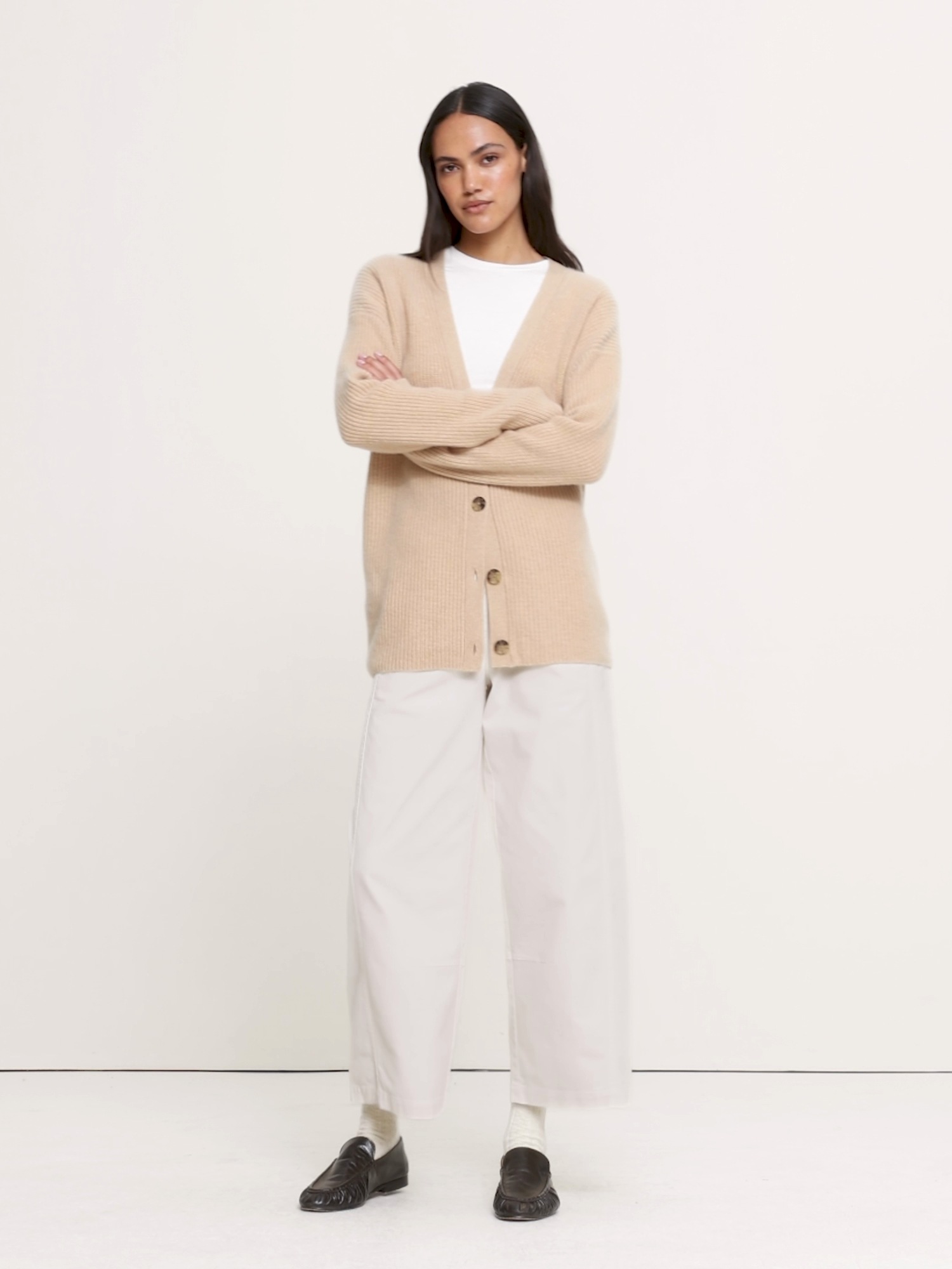 Женский кардиган Banana Republic Ribbed Cashmere Cardigan, цвет: Бежевый — фото 5