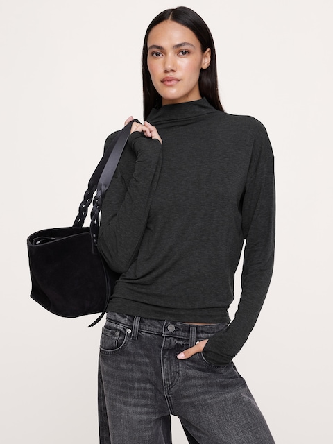 Luxe Wool-Blend Relaxed Turtleneck T-Shirt