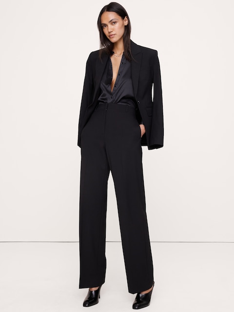 Ultra High-Rise Modern Straight Italian Lightweight Wool Pant