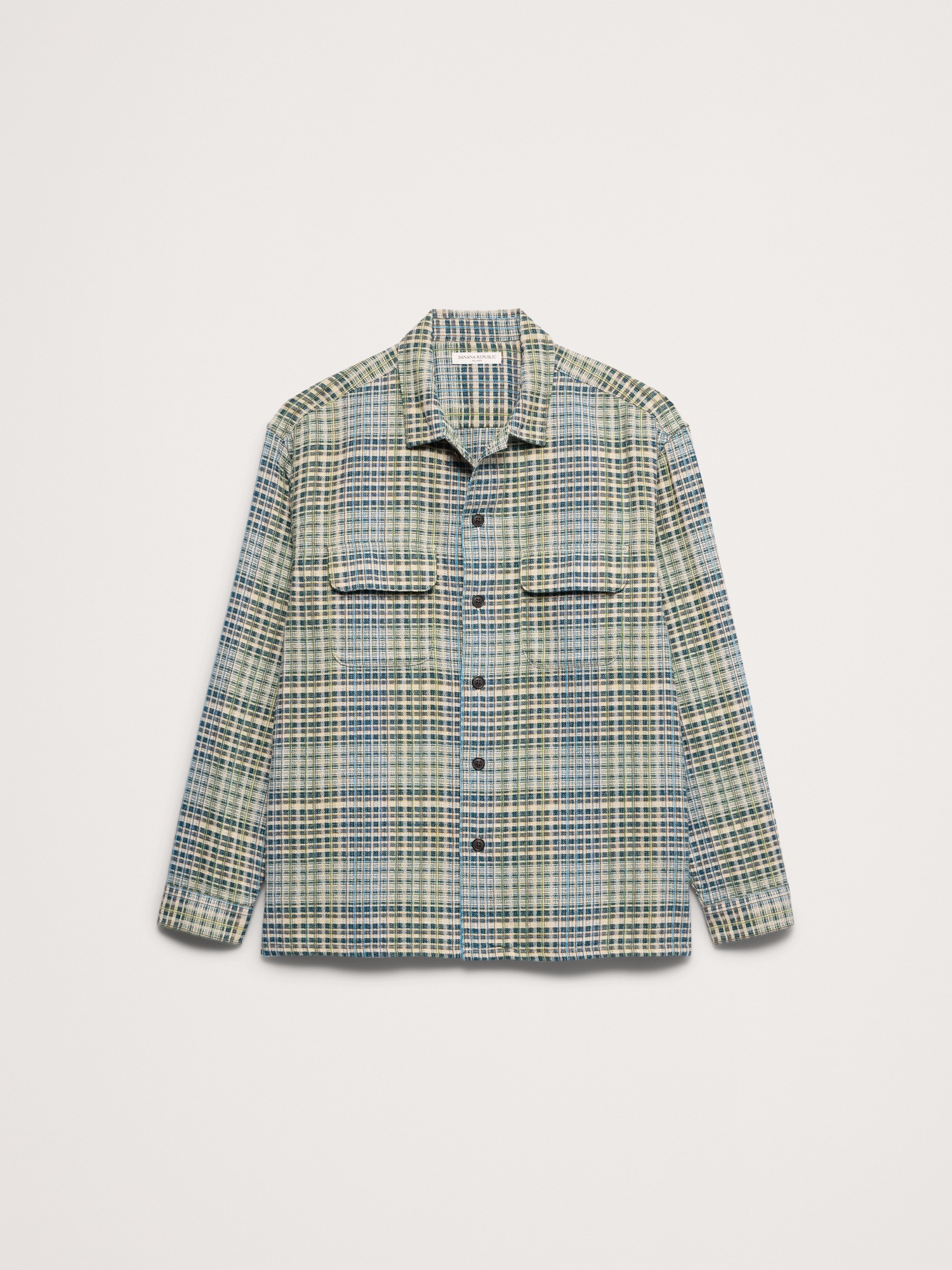 Мужская рубашка Banana Republic Relaxed-Fit Textured Flannel, цвет: Синий — фото 2